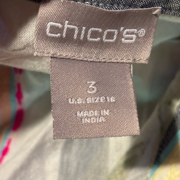 Chico's Striped Embellished Button-up Top Embroidered Beaded Butterfly Size 16 - Picture 11 of 13